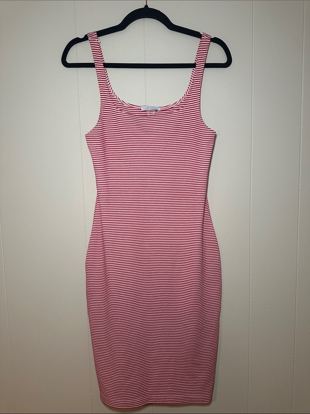 Zara Red and White Striped Tank Midi Dress